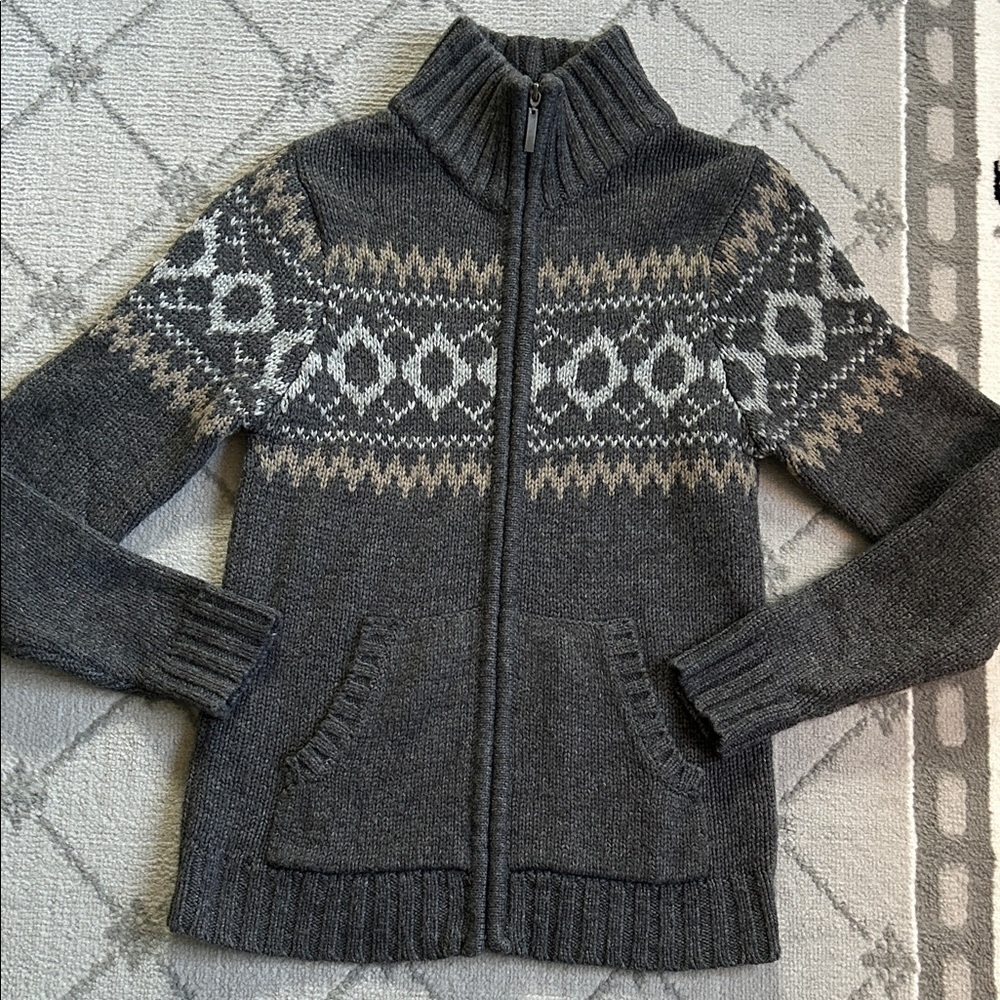Cedar wood State Wool Gray Patterned Men's Sweater